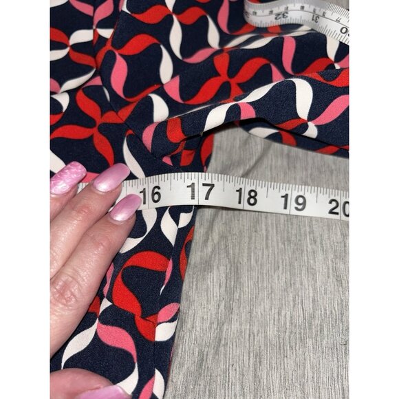 Boden Violette Navy Red Ribbon Print Ruffled Hem Elegant Sheath Dress Size 6 - Picture 6 of 7